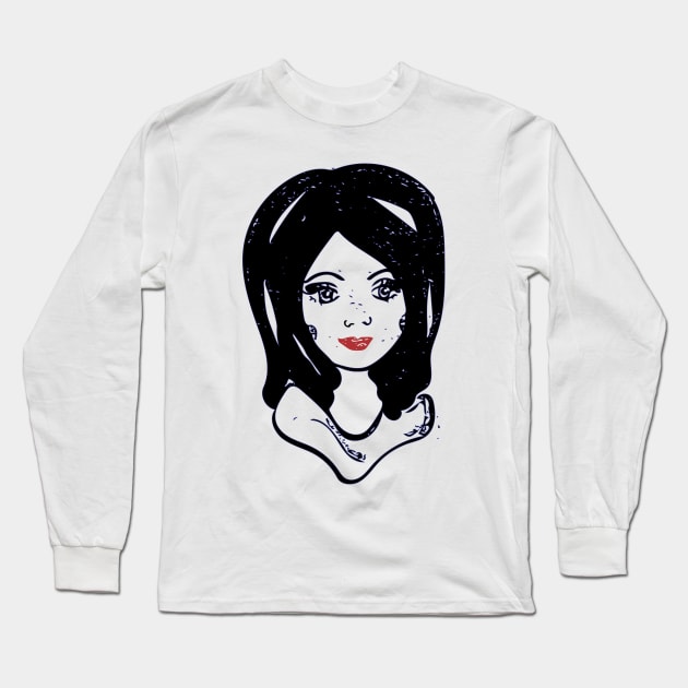 Girl with the Hair Long Sleeve T-Shirt by fruitfulart